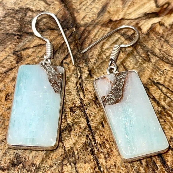 Blue Green Hemimorphite Earrings 1 1/2” - Picture 5 of 9